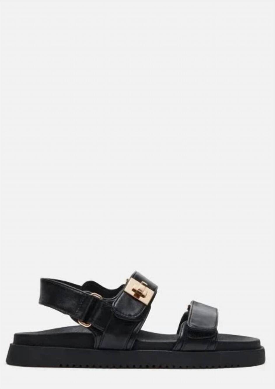 NEW STEVE MADDEN women's leather 2 band flatform sandal in black